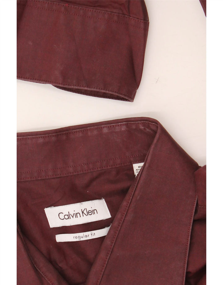 CALVIN KLEIN Chemise coupe régulière pour homme Taille 18 2XL Coton marron