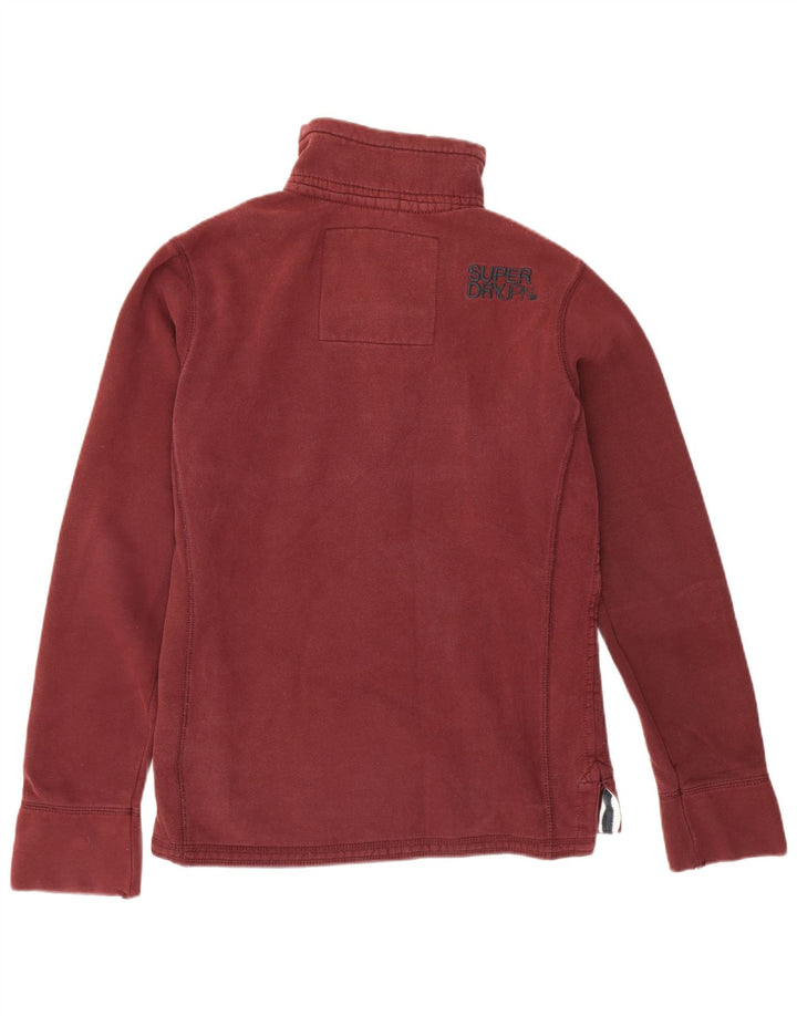 Superdry Sweat-shirt à col boutonné en coton bordeaux moyen pour homme