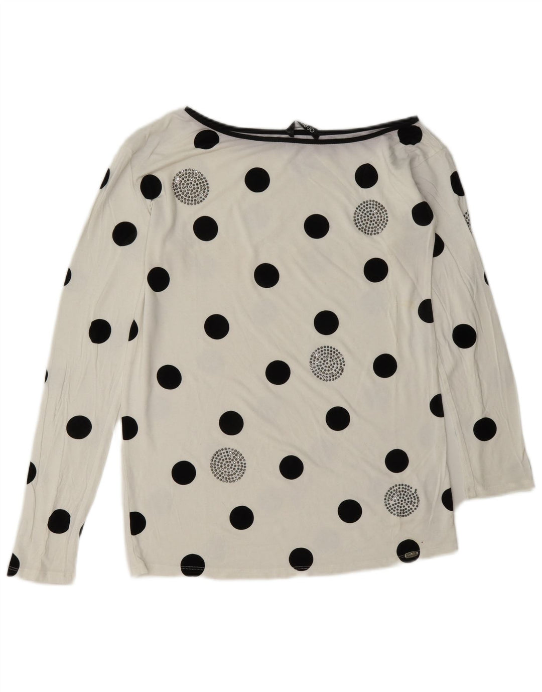 Liu Jo Femme Top Manches Longues IT 42 Medium Blanc À Pois Viscose