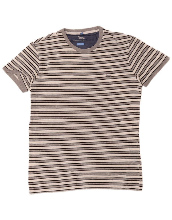 Harmont & Blaine T-Shirt Coupe Ajustée Homme Blanc Rayé Coton Moyen