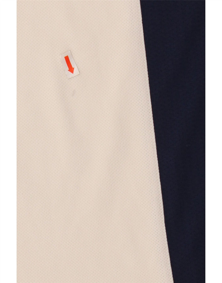 Adidas T-shirt à col zippé pour homme Large Blanc Colorblock Polyester