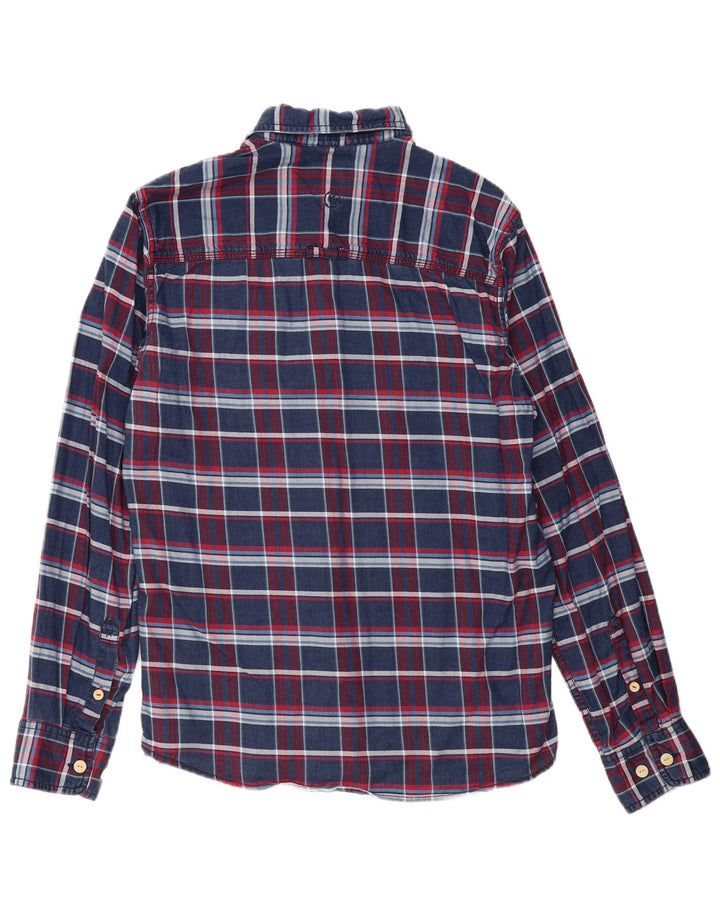 Fat Face Chemise Classique en Flanelle Homme Bleu Marine à Carreaux en Coton