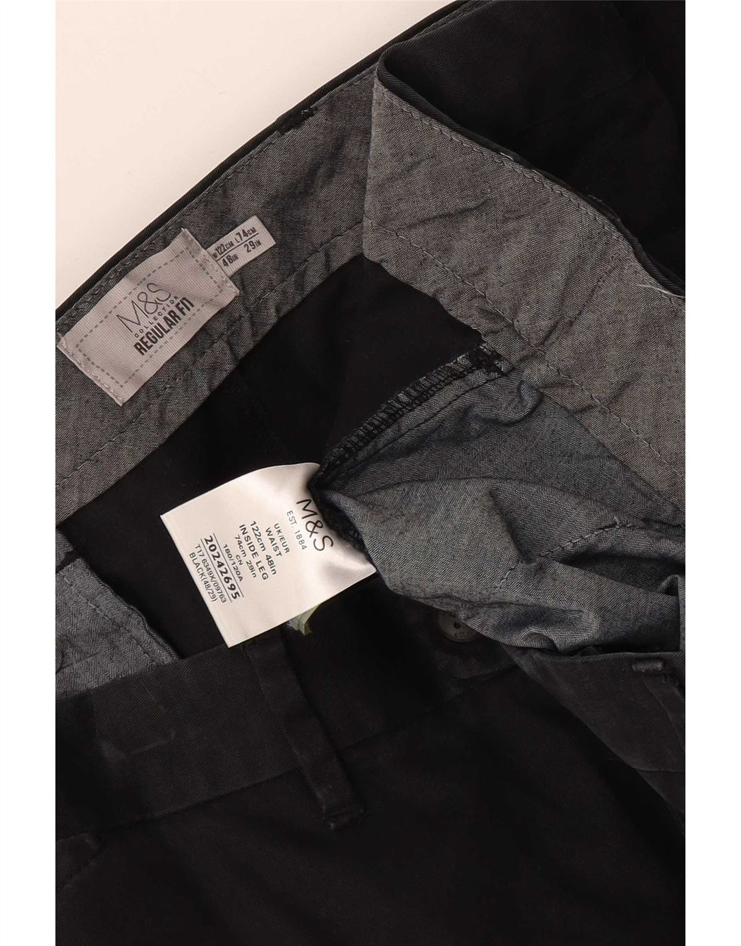 Marks & Spencer Short chino coupe classique pour homme W48 4XL en coton noir