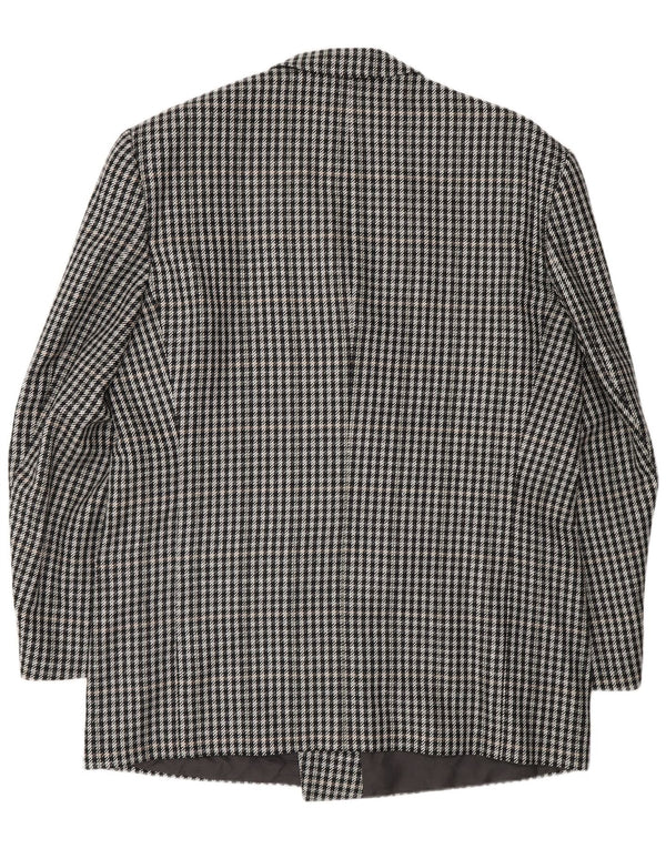 VINTAGE Veste Blazer Double Boutonnage Homme EU 56 3XL Chevrons Noirs