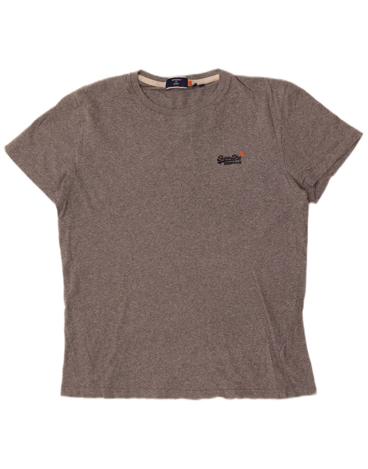 Superdry Homme T-Shirt Top Large Gris Moucheté Coton