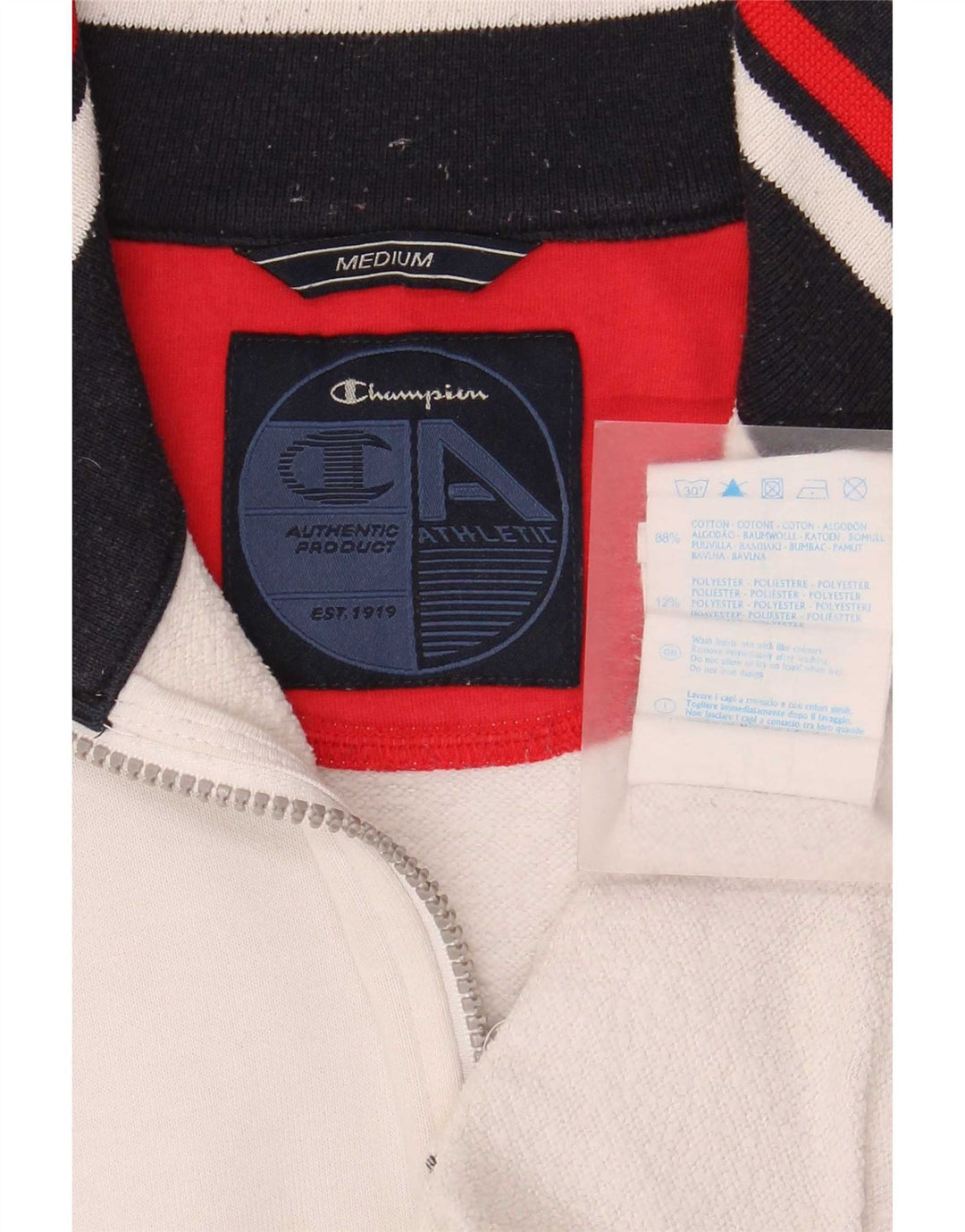 Champion Veste de Survêtement Homme Blanc Moyen Coton Colorblock