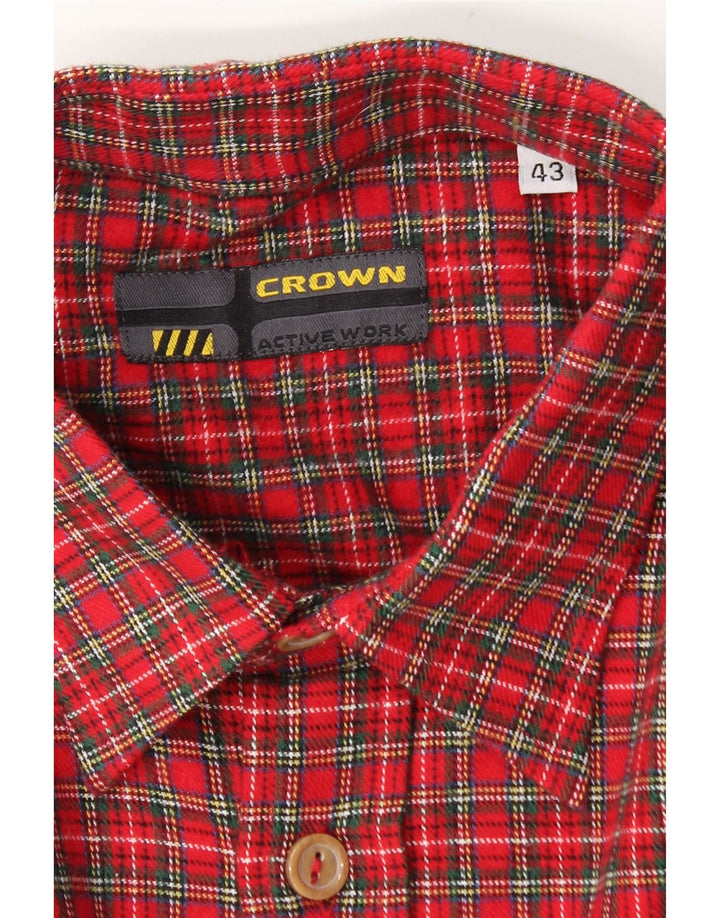 Crown Chemise en flanelle pour homme Taille 43 Grand coton à carreaux rouges