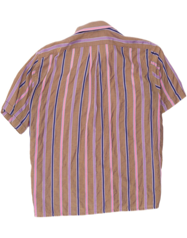 vintage Chemise à manches courtes pour hommes Large Rayé Marron