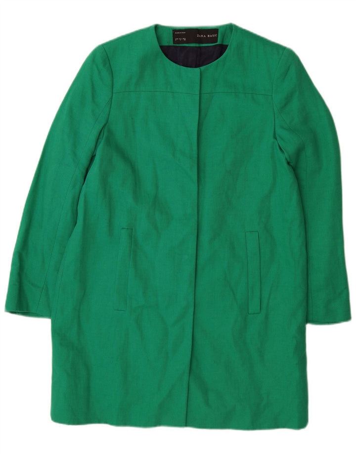 Zara Femme Pardessus UK 10 Petit Coton Vert