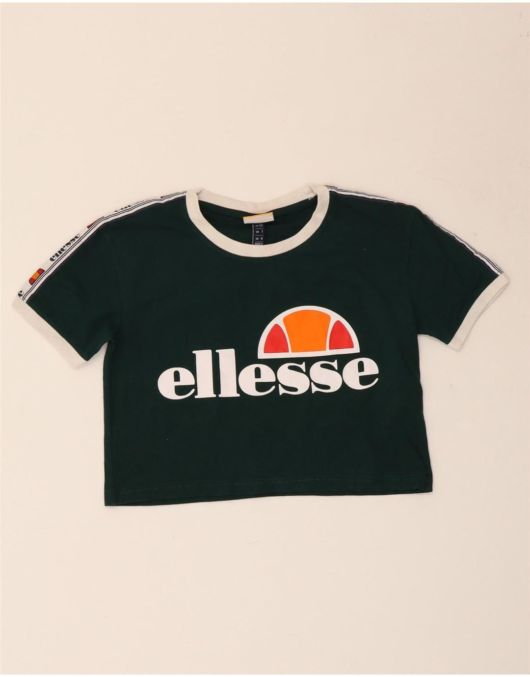 ELLESSE T-shirt court graphique pour femme UK 4 XS Vert Coton