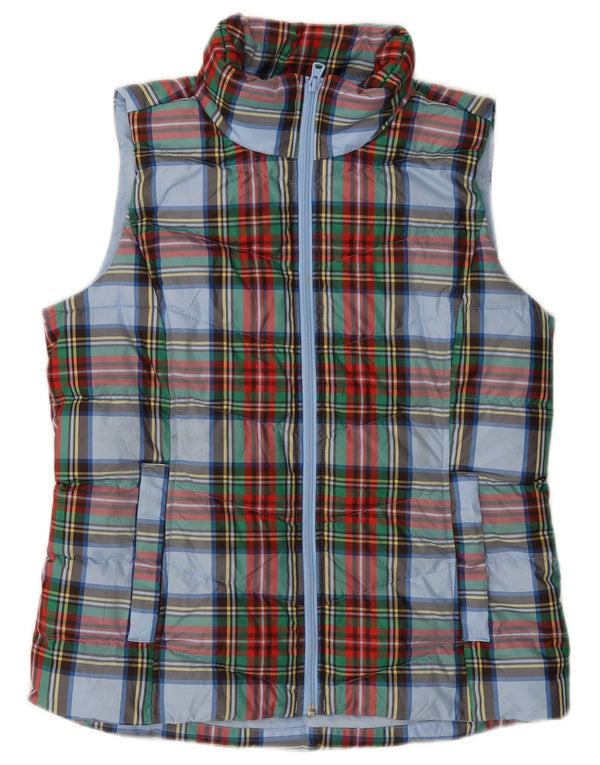LANDS END Womens Padded Gilet UK 10 Small Multicoloured Check Polyester