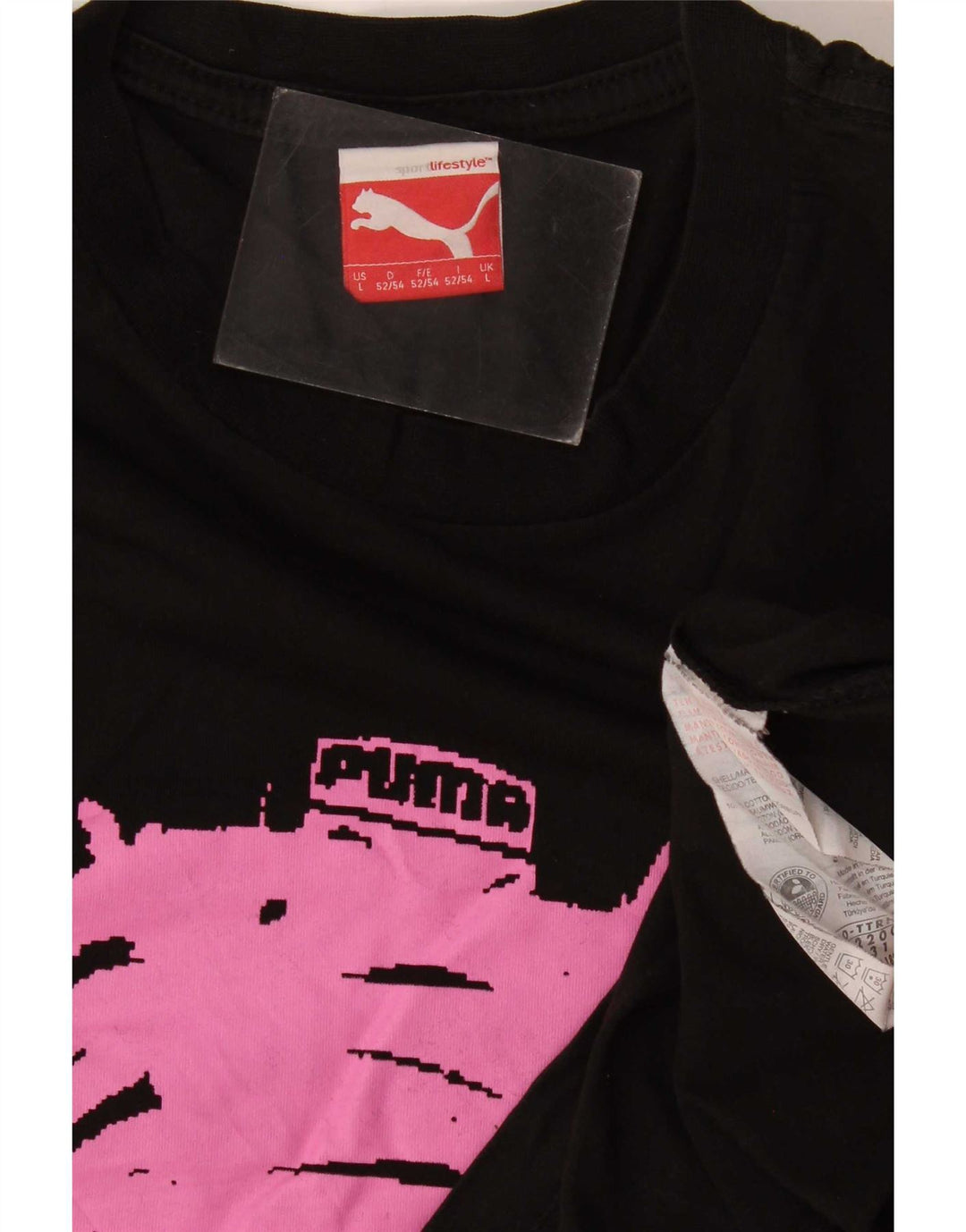 Puma Haut graphique à manches longues pour hommes, grand coton noir