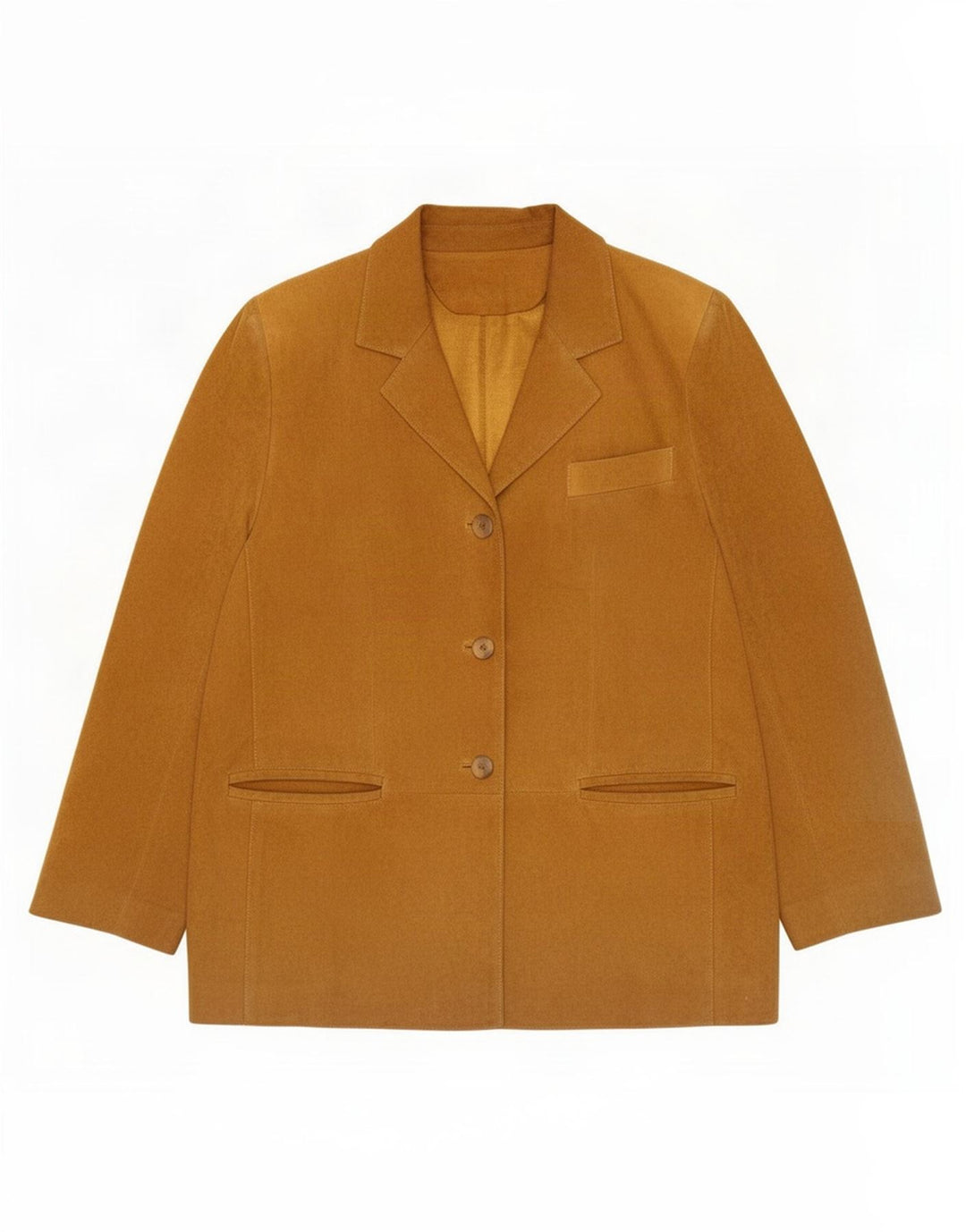 vintage Femme 3 Boutons Blazer En Daim Veste IT 46 Grand Cuir Marron
