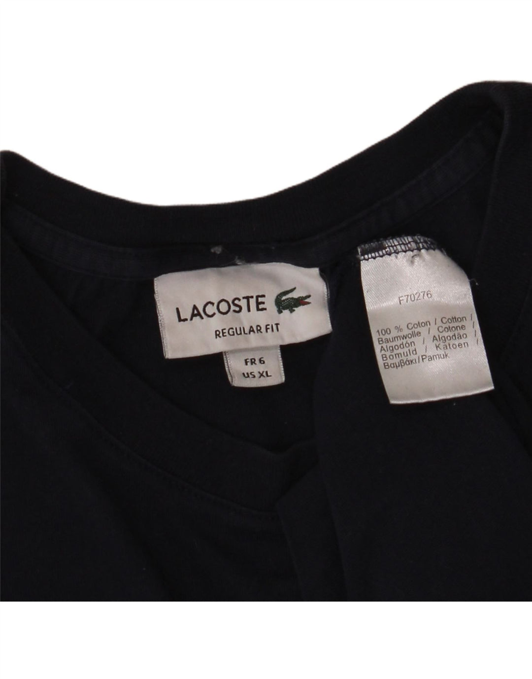 LACOSTE Homme Regular Fit T-Shirt Top Taille 6 XL Bleu Marine Coton