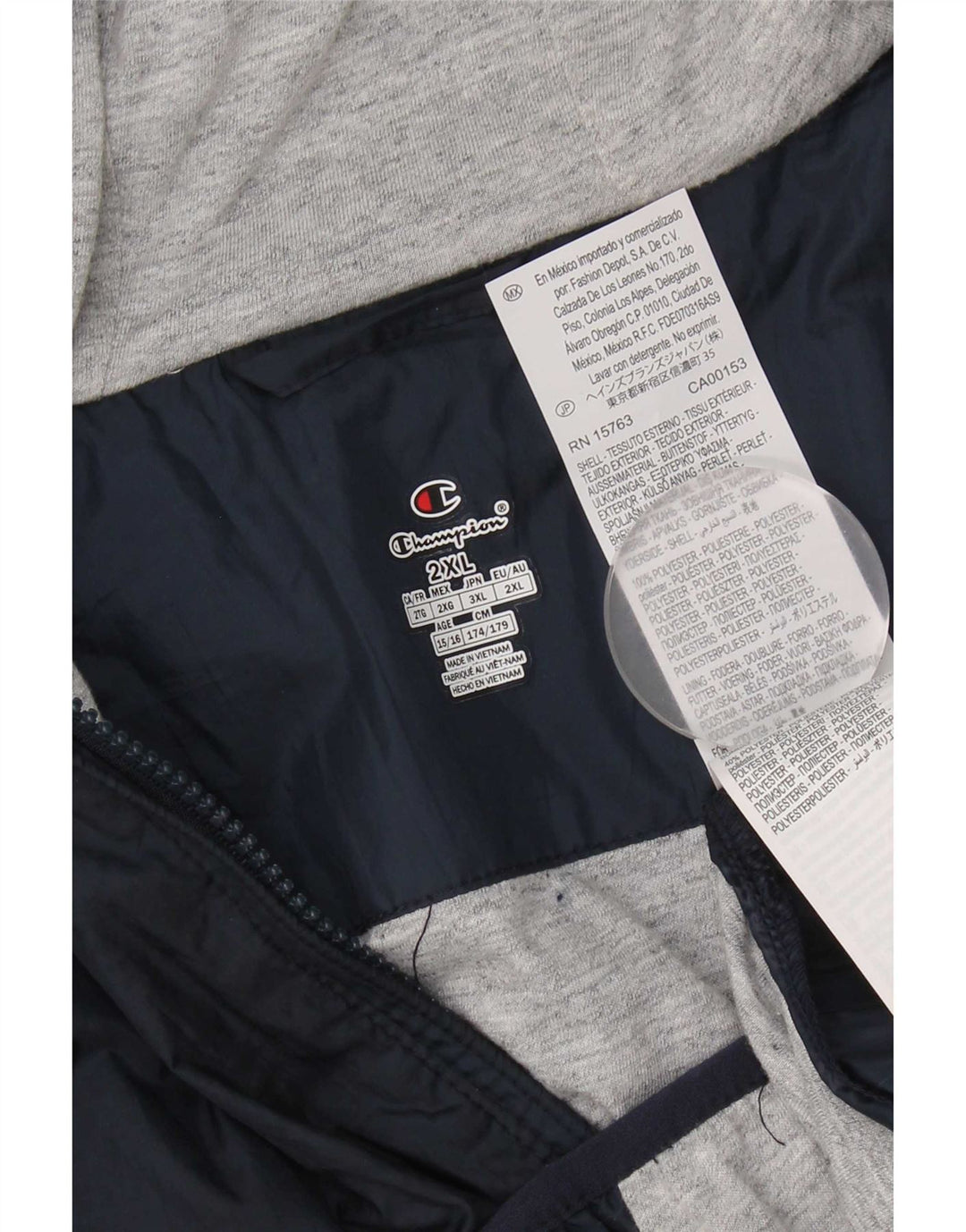 Champion Veste de pluie à capuche pour garçon 15-16 ans 2XL Bleu marine Polyester