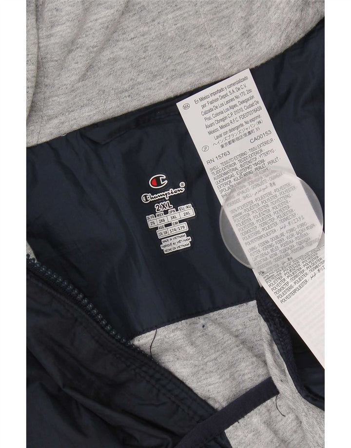 Champion Veste de pluie à capuche pour garçon 15-16 ans 2XL Bleu marine Polyester