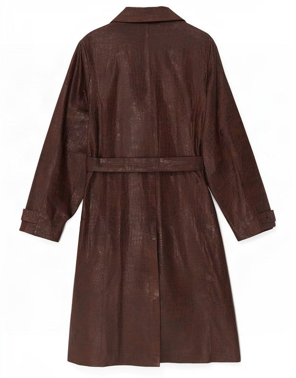 Zara Manteau en similicuir pour femme UK 12 Polyester imprimé animal marron moyen