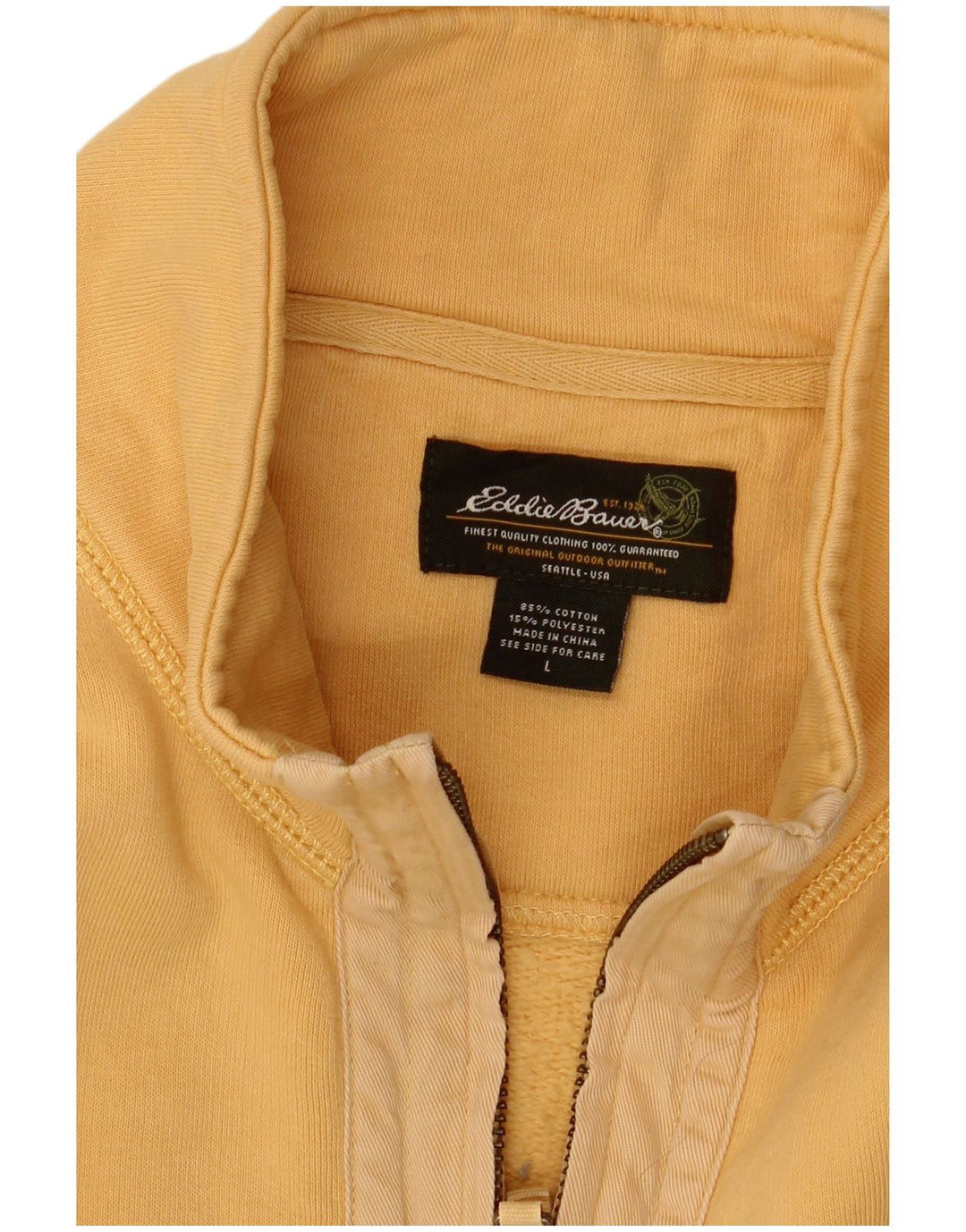 Eddie Bauer Sweat-shirt à col zippé pour homme en coton jaune grand