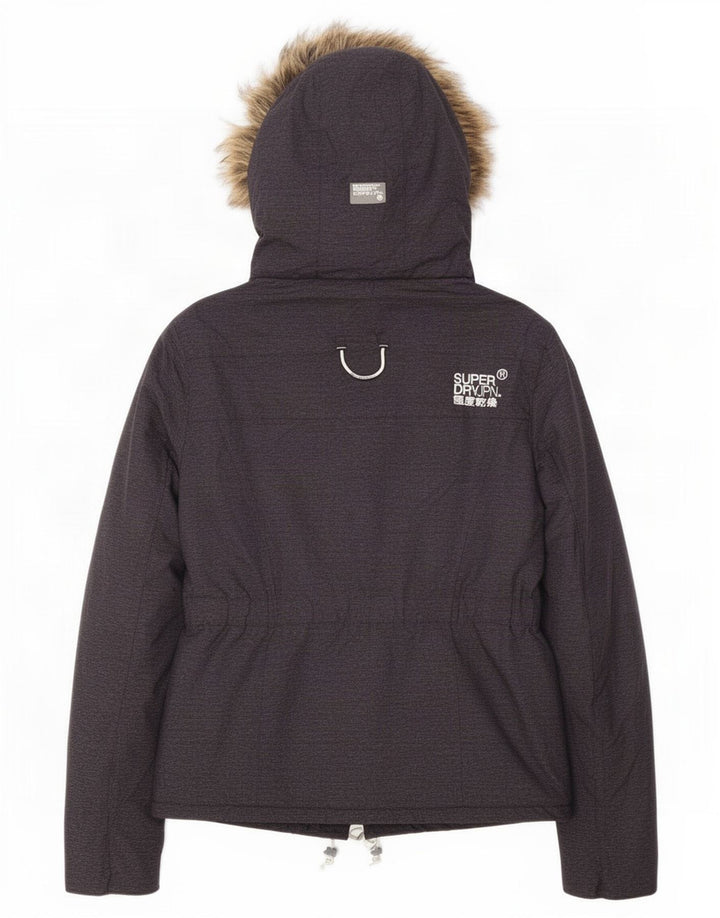 Superdry Veste coupe-vent à capuche pour femme UK 12 Gris moyen Polyester