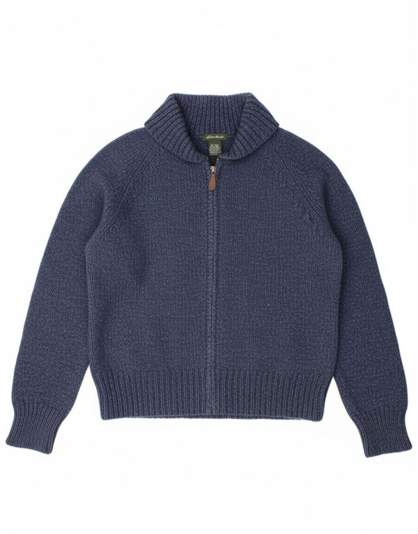 EDDIE BAUER Womens Cardigan Sweater UK 14 Large Navy Blue Wool