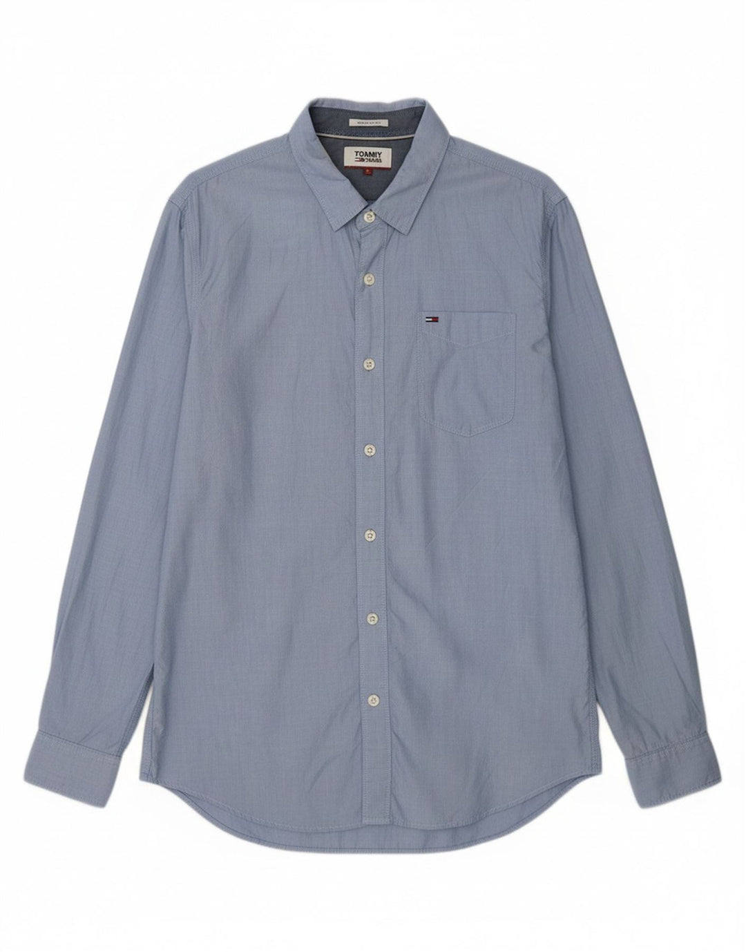 TOMMY HILFIGER Mens Regular Fit Shirt Large Blue Cotton