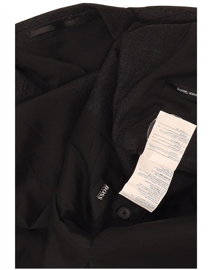 Hugo Boss Veste blazer à 2 boutons pour homme UK 50 Grande laine vierge noire