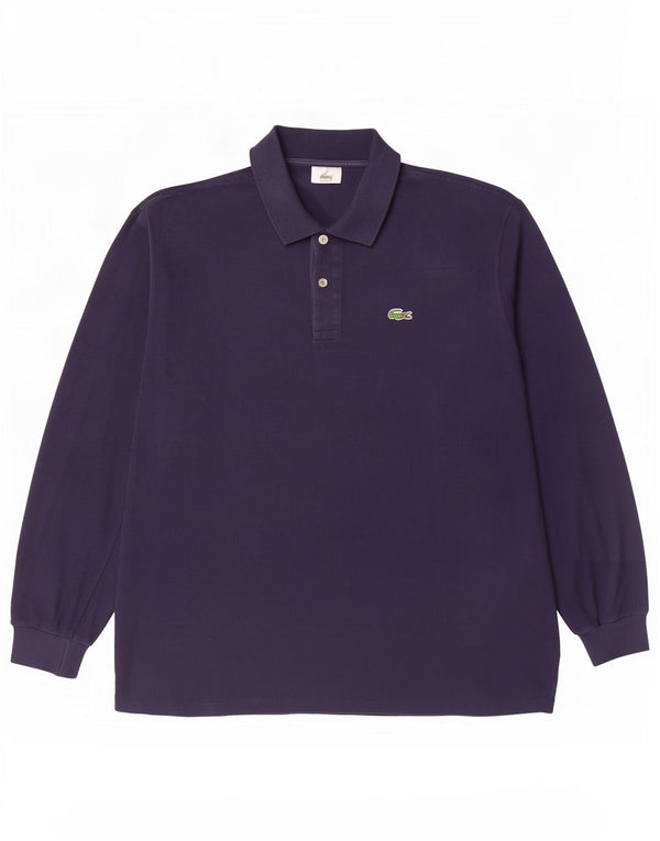 Lacoste Polo à manches longues pour homme Taille 7 2XL Coton bleu marine
