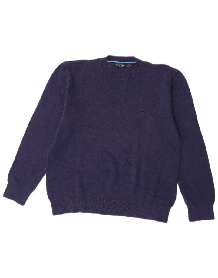 NAUTICA Pull à col rond pour femme UK 18 XL Bleu marine en coton