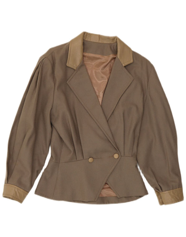 Harrods Veste Blazer Double Boutonnage Femme UK 14 Laine Marron Moyen