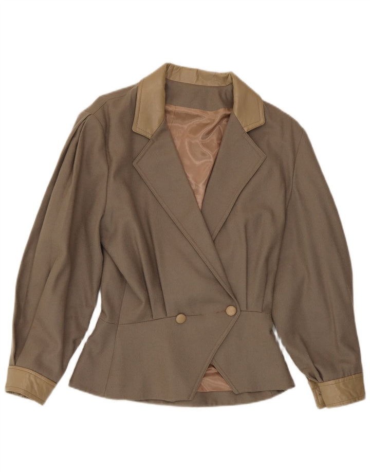 Harrods Veste Blazer Double Boutonnage Femme UK 14 Laine Marron Moyen