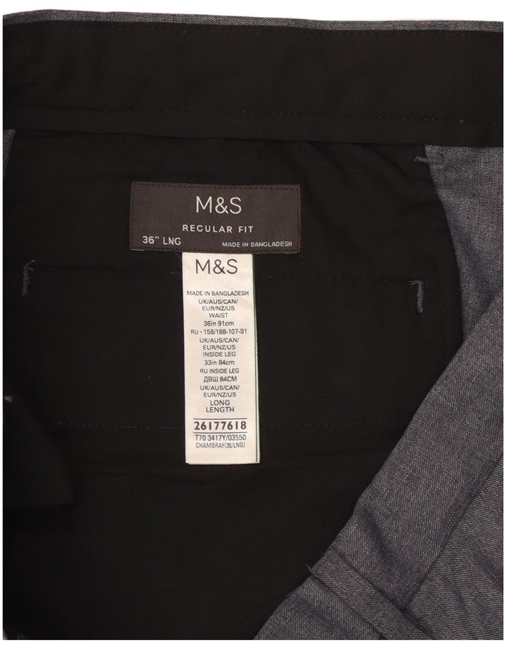 Marks & Spencer Pantalon Chino Coupe Regular Homme W36 L33 Gris Polyester