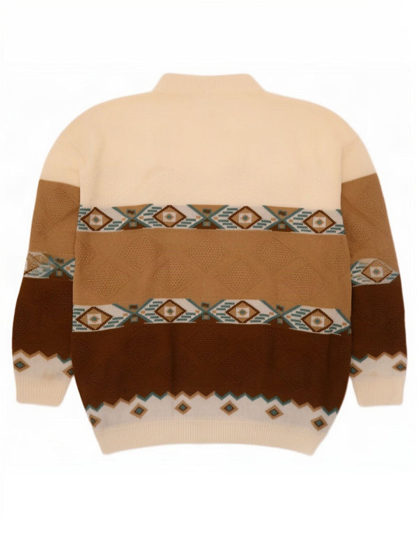 vintage Mens Turtle Neck Jumper Sweater XL Multicolore Géométrique