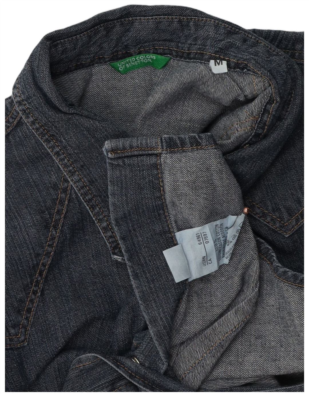 BENETTON Chemise en jean pour femme UK 14 Bleu marine moyen Coton