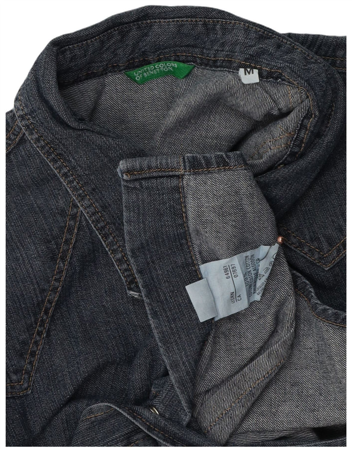 BENETTON Chemise en jean pour femme UK 14 Bleu marine moyen Coton