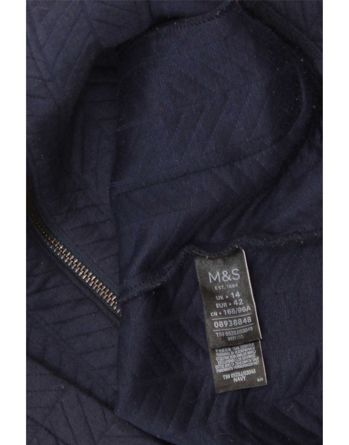 Marks & Spencer Veste Blazer Femme UK 14 Medium Bleu Marine Polyester