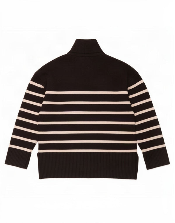 Zara Pull col zippé pour femme UK 14 Viscose rayé noir moyen