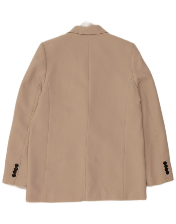 Zara Femme 1 Bouton Blazer Veste UK 10 Petit Beige Polyester