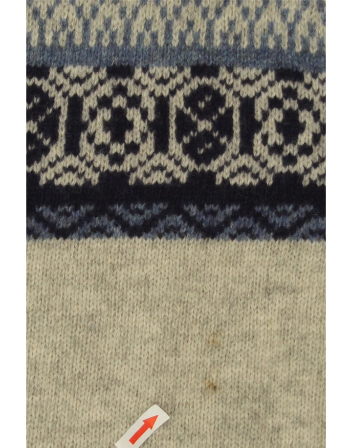 Bramante Pull ras du cou pour homme IT 50 Gris moyen Fair Isle Laine vierge