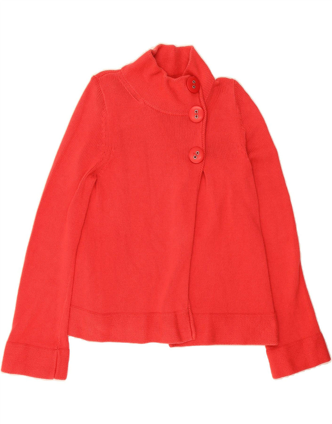 MARKS & SPENCER Womens Cardigan Sweater UK 14 Medium Red Cotton Vintage Marks & Spencer and Second-Hand Marks & Spencer from Messina Hembry 