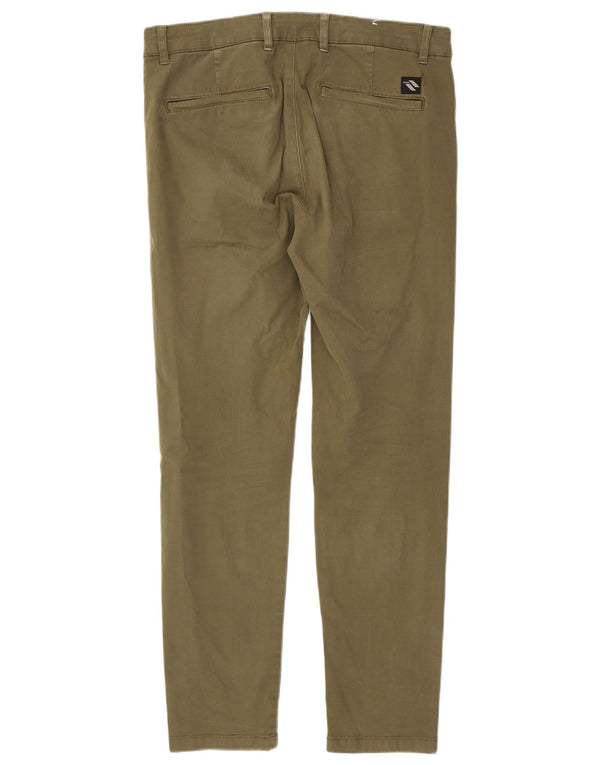 Zara Pantalon Chino Slim Homme EU 42 Large W32 L30 Coton Kaki