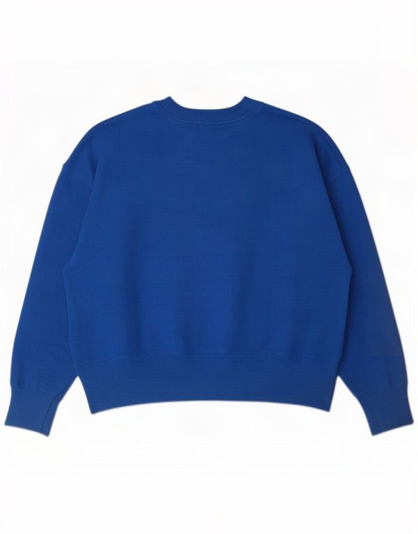 Zara Pull surdimensionné à col rond pour femme UK 14 Bleu moyen Viscose