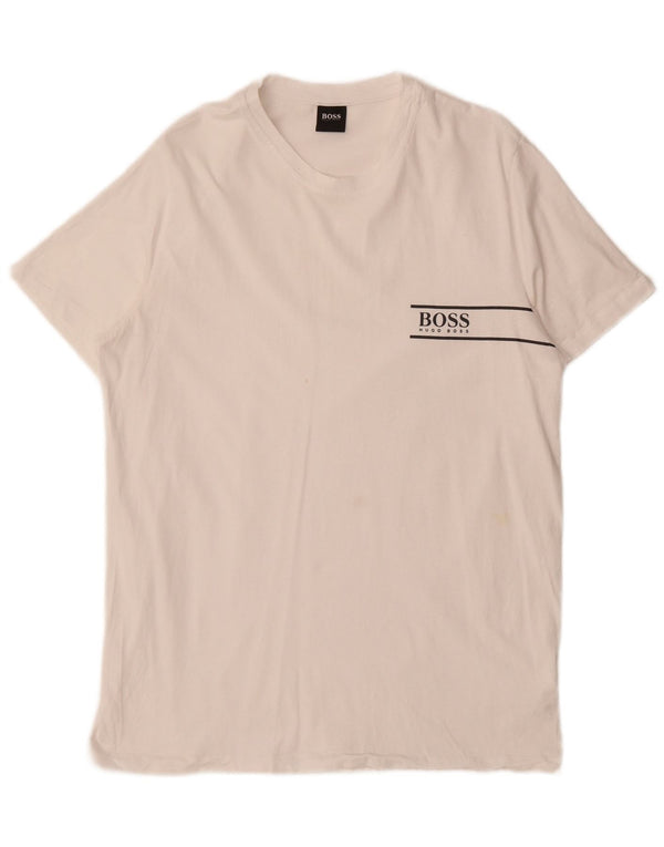 HUGO BOSS T-shirt graphique en coton blanc moyen |
