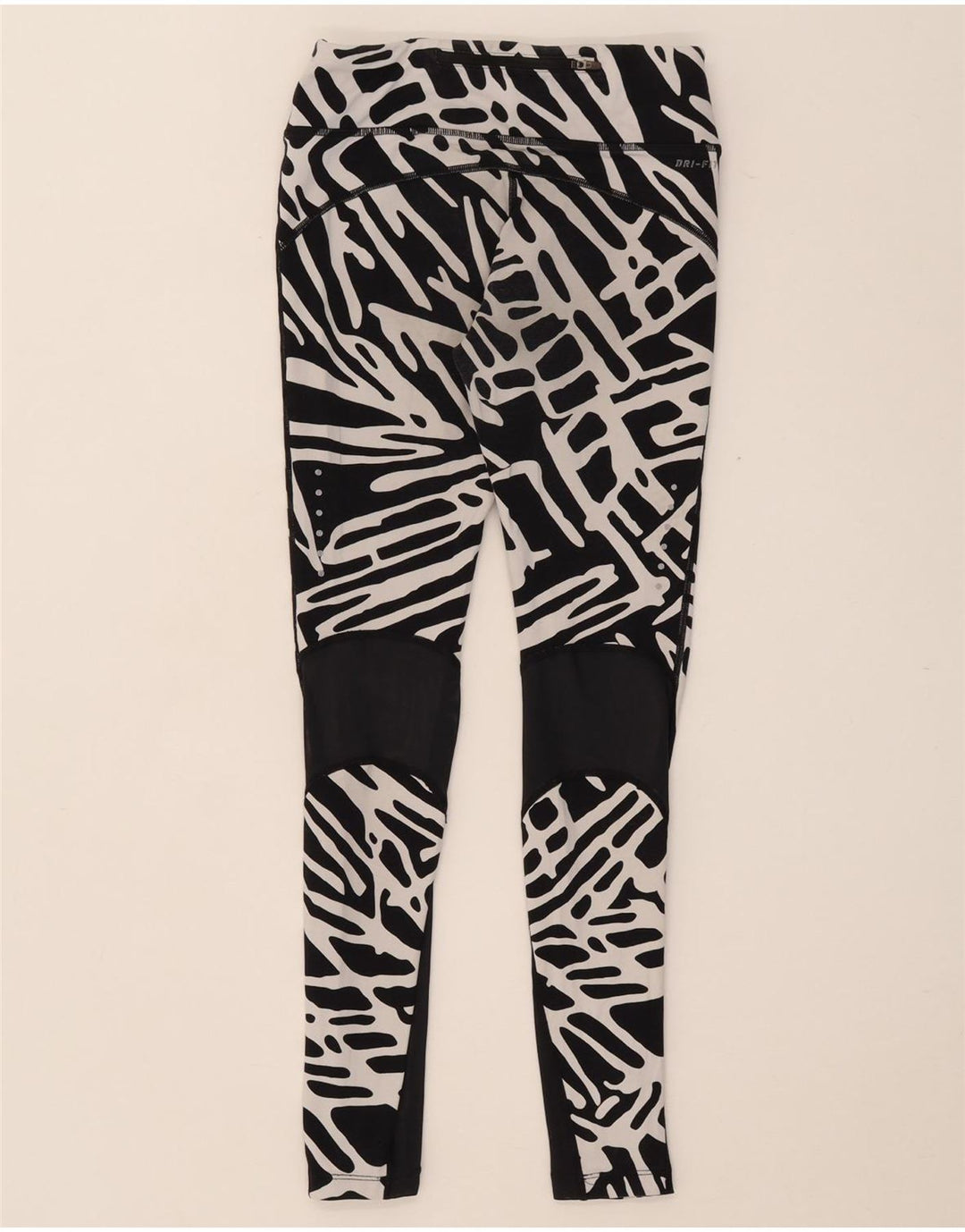 NIKE Legging Dri Fit à motif abstrait pour femme UK 8 Small Nylon noir