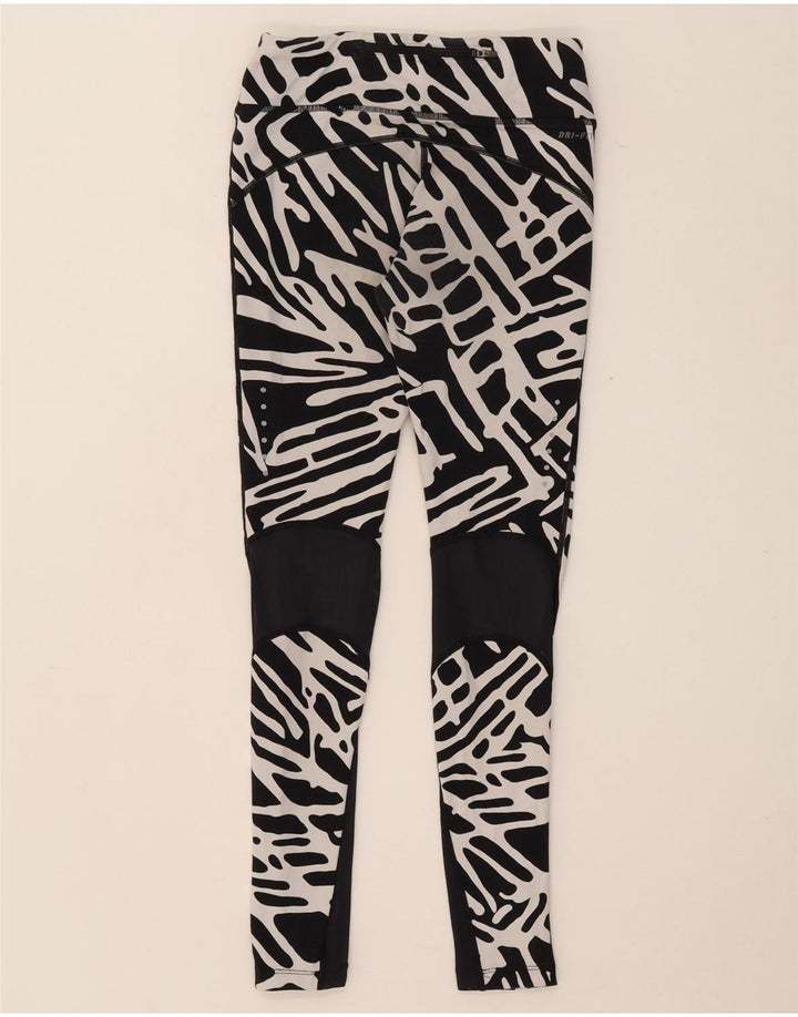NIKE Legging Dri Fit à motif abstrait pour femme UK 8 Small Nylon noir