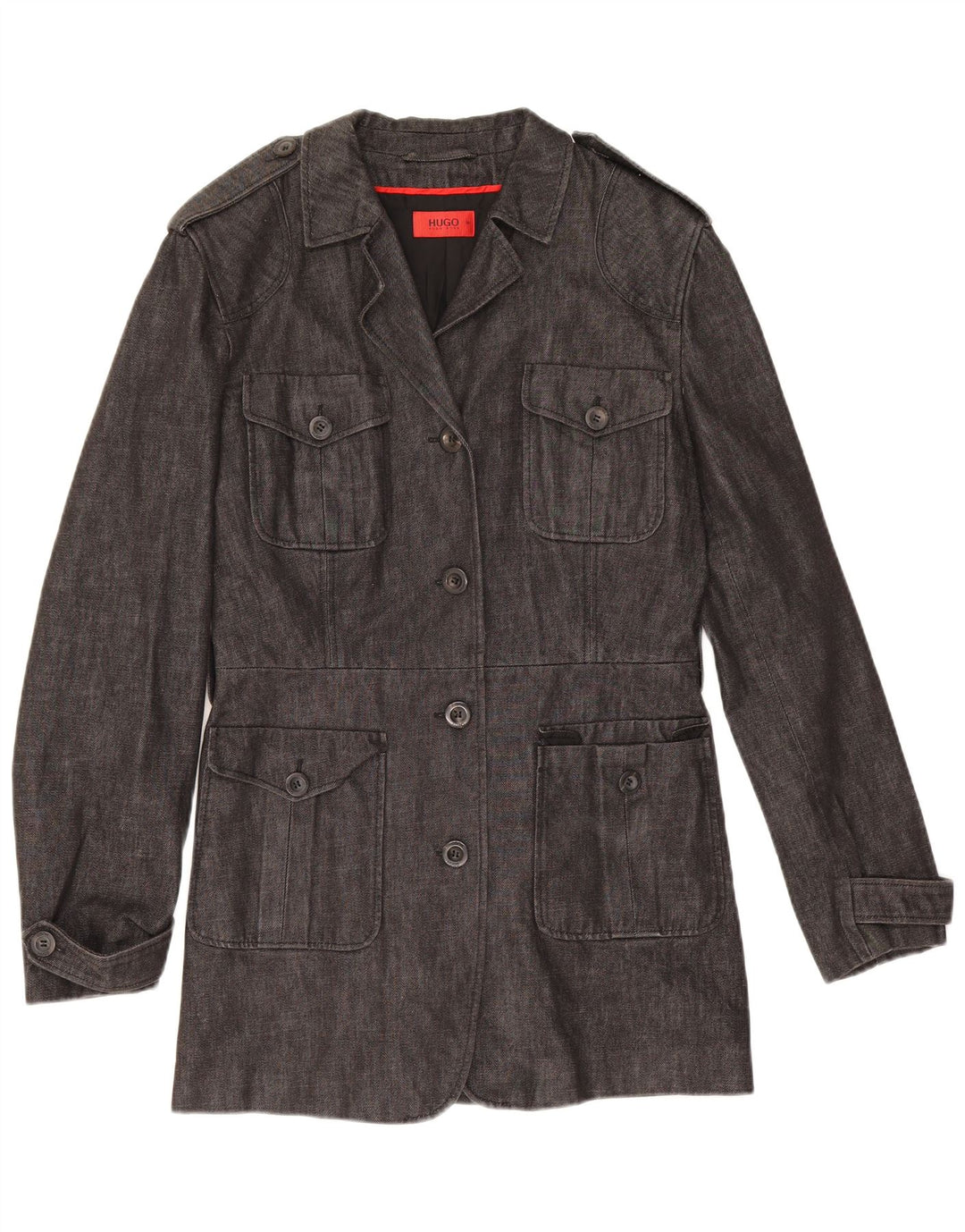 Hugo Boss Pardessus militaire pour femme EU 36 petit coton gris