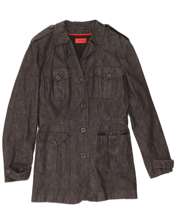 Hugo Boss Pardessus militaire pour femme EU 36 petit coton gris
