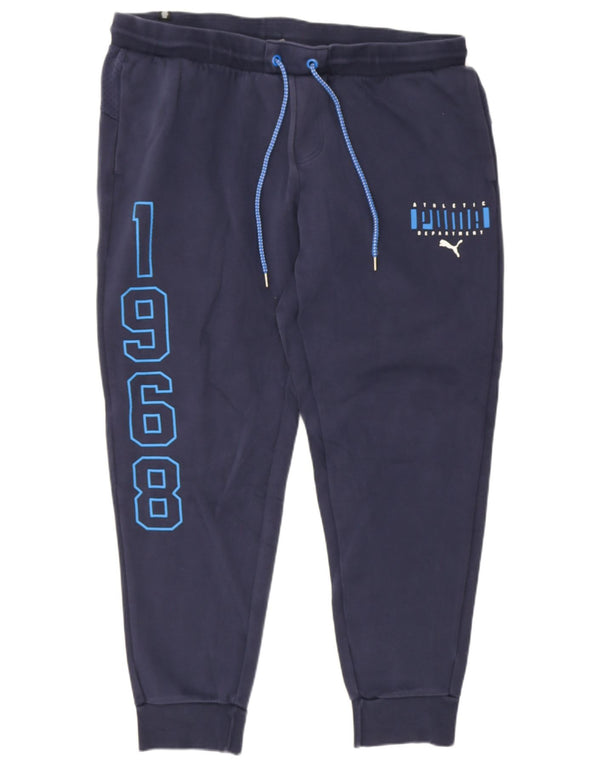 Puma Pantalon de survêtement graphique pour homme en coton bleu marine 2XL