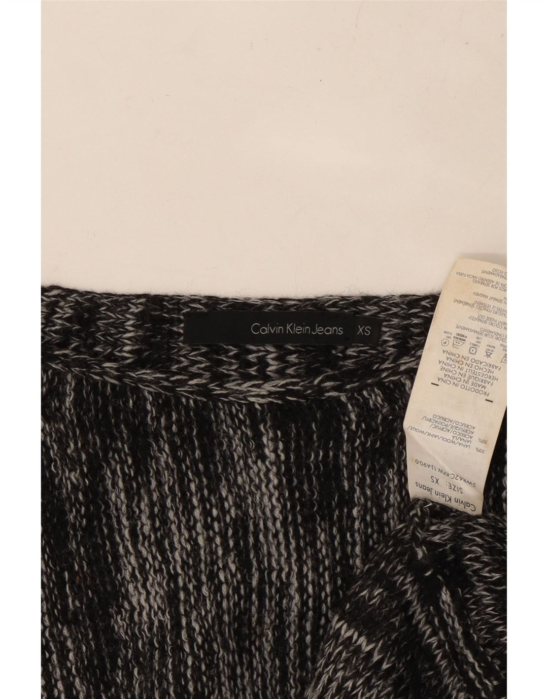 CALVIN KLEIN JEANS Pull col bateau pour femme UK 6 XS Gris moucheté