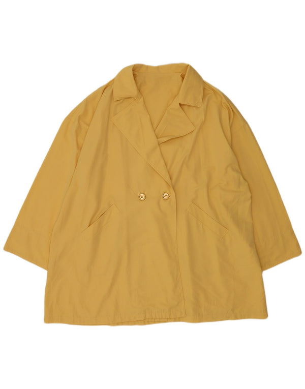 vintage Femmes Surdimensionné Double Breasted Manteau UK 22 3XL Jaune