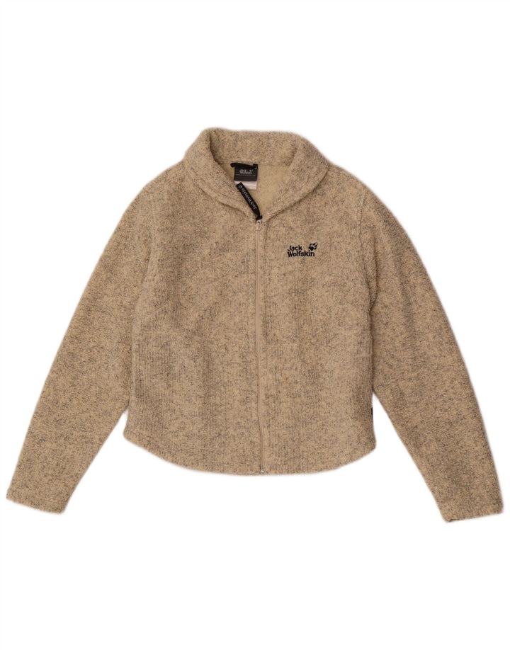 Jack Wolfskin Pull Cardigan Femme UK 10 Petit Polyester Moucheté Beige